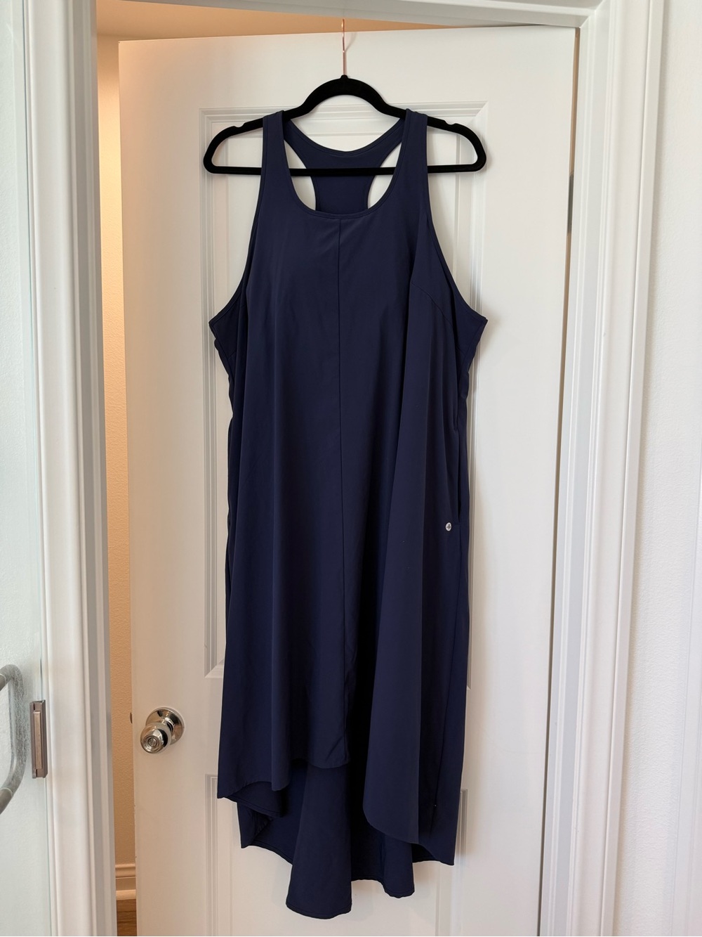 HALARA Navy Racerback High-Low Midi Dress